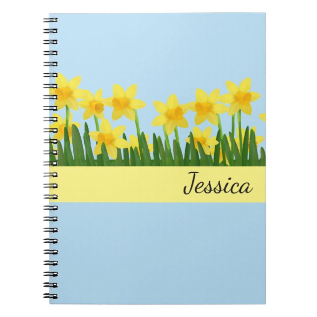 Custom Name Notebook-Daffodils Spiral Notebook (Front)