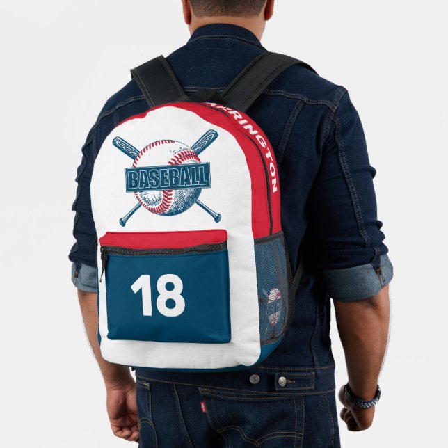Custom Name & Number Baseball Printed Backpack (Insitu (Model))