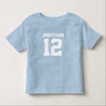 Custom Name Number Boys Sport Jersey Shirt<br><div class="desc">Create your own personalised football jersey boys' T-shirt with custom name and number. A cool customisable sports shirt, that is a cute gift idea for boys. This trendy kids sportswear is suitable for all sports, including football, soccer, volleyball, baseball, softball, basketball and hockey. Click 'Customise' button to add text, customise...</div>