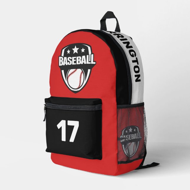 Custom Name, Number & Colour Baseball Printed Backpack (Back Corner Right)
