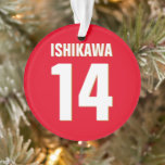 Custom Name, Number, Colours. Sports Fans Red Ornament<br><div class="desc">Personalise with name,  number,  and colours of your choice!</div>