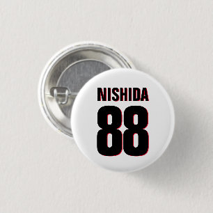 Custom Name, Number, Colours. Sports Fans White 3 Cm Round Badge