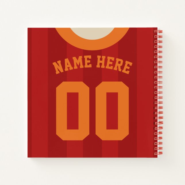 Custom Name Number Football Soccer Jersey  Notebook (Back)