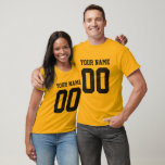 Custom Name Number Men's Football T-Shirt<br><div class="desc">Create your own personalised football jersey men's T-shirt with custom name and number. A cool customisable sports shirt, that is a great gift idea for men. This trendy men's sportswear is suitable for all sports, including football, soccer, volleyball, baseball, softball, basketball and hockey. Click 'Customise It' button to add text,...</div>