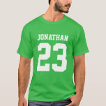 Custom Name Number Mens Sport Jersey T-Shirt<br><div class="desc">Create your own personalised football jersey men's T-shirt with custom name and number. A cool customisable sports shirt, that is a great gift idea for men. This trendy men's sportswear is suitable for all sports, including football, soccer, volleyball, baseball, softball, basketball and hockey. Click 'Customise' button to add text, customise...</div>