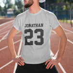 Custom Name Number Mens Sport Jersey T-Shirt<br><div class="desc">Create your own personalised football jersey men's T-shirt with custom name and number. A cool customisable sports shirt, that is a great gift idea for men. This trendy men's sportswear is suitable for all sports, including football, soccer, volleyball, baseball, softball, basketball and hockey. Click 'Customise' button to add text, customise...</div>