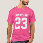 Custom Name Number Mens Sport Jersey T-Shirt<br><div class="desc">Create your own personalised football jersey men's T-shirt with custom name and number. A cool customisable sports shirt, that is a great gift idea for men. This trendy men's sportswear is suitable for all sports, including football, soccer, volleyball, baseball, softball, basketball and hockey. Click 'Customise' button to add text, customise...</div>