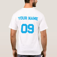 Custom Name Number on back Sky Blue Font T-Shirt