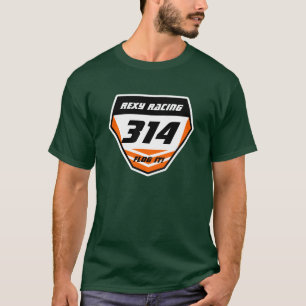 Custom Name Number Plate: Orange - Dark Number T-Shirt