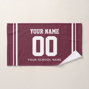 Custom Name & Number Sport Towel, Jersey Number  Hand Towel