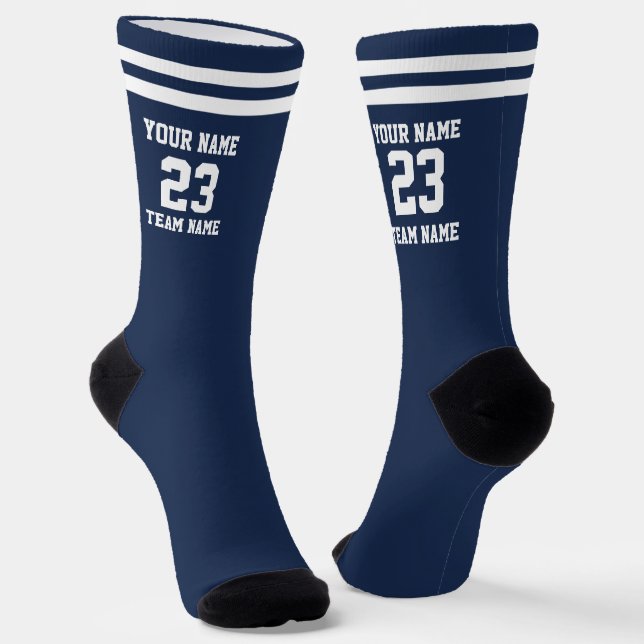 Custom Name Number Team Athletic Style Socks (Angled)