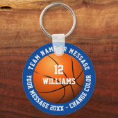 Custom Name Number Team Name Basketball Key Ring (Front)