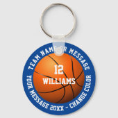 Custom Name Number Team Name Basketball Key Ring (Back)