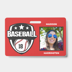 Custom Name, Number, Text & Colour Baseball ID Badge