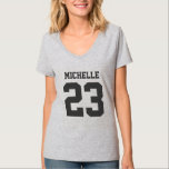 Custom Name Number Womens Sport Jersey T-Shirt<br><div class="desc">Create your own personalised football jersey women's T-shirt with custom name and number. A cool customisable sports shirt,  that is a great gift idea for women. This trendy womens sportswear is suitable for all sports,  including football,  soccer,  volleyball,  baseball,  softball,  basketball and hockey.</div>