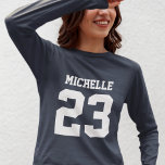 Custom Name Number Womens Sport Jersey T-Shirt<br><div class="desc">Create your own personalised football jersey women's T-shirt with custom name and number. A cool customisable sports shirt,  that is a great gift idea for women. This trendy womens sportswear is suitable for all sports,  including football,  soccer,  volleyball,  baseball,  softball,  basketball and hockey.</div>