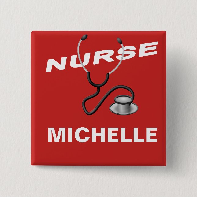 Custom Name Nurse 15 Cm Square Badge (Front)