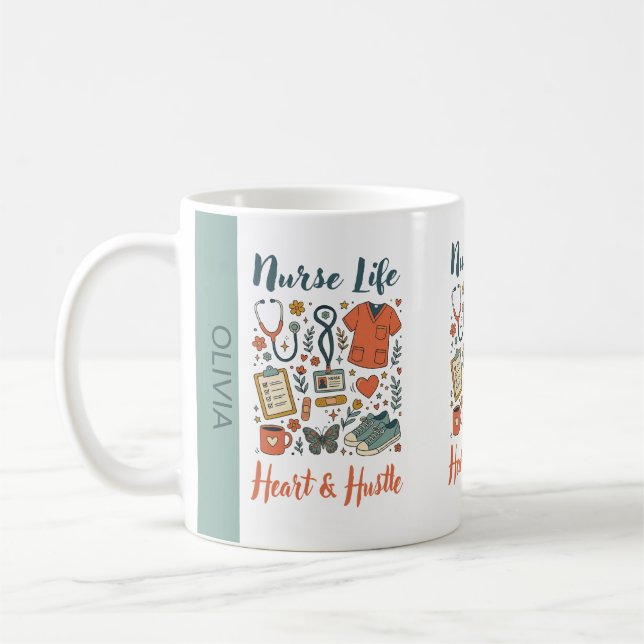 Custom Name Nurse Coffee Mug (Left)