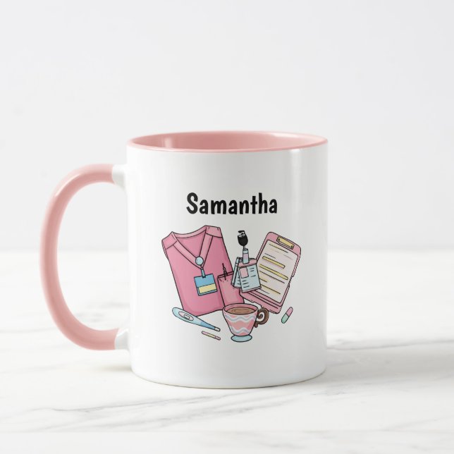 Custom Name Nurse Coffee Mug Gift (Left)