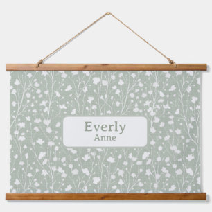 Custom Name Nursery Decor Farmhouse Floral Hanging Tapestry