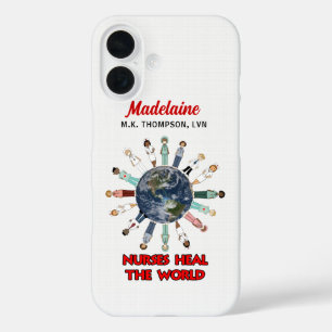 Custom Name Nurses Heal the World iPhone 16 Case