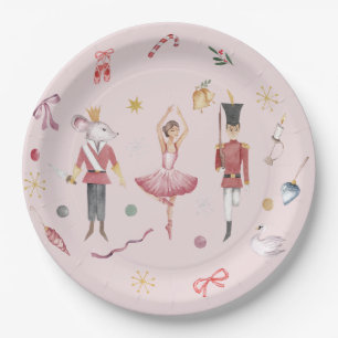 Custom name Nutcracker Ballet Ballerina Christmas Paper Plate