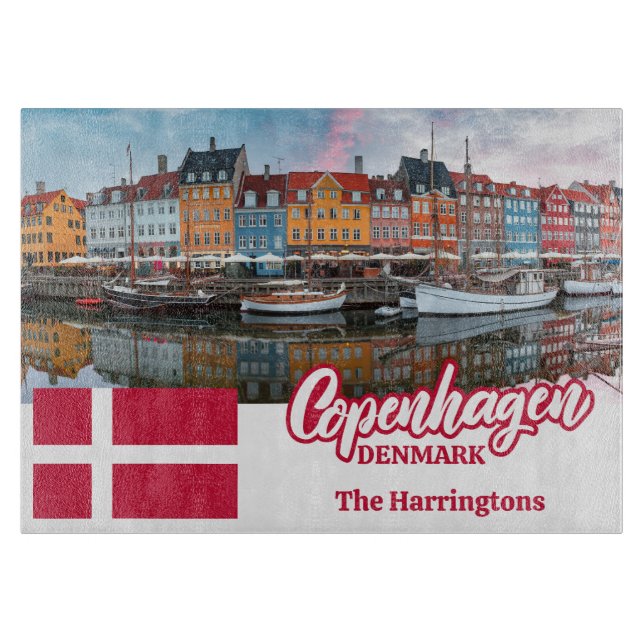 Custom Name Nyhavn Copenhagen Denmark Cutting Board (Front)