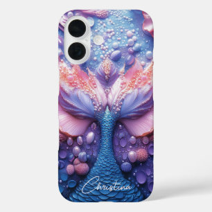 Custom Name Ocean Fantasy Rainbow Mermaid Scale iPhone 16 Case