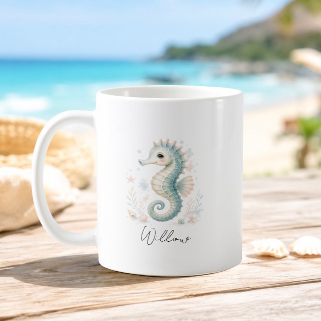 Custom Name Ocean Seahorse Mug (Custom Name Ocean Seahorse Mug)