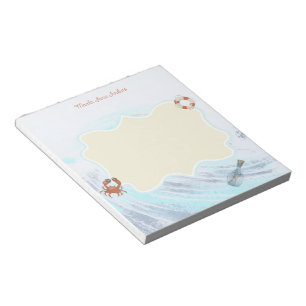 Custom Name Ocean Theme Crab Life Preserver Bottle Notepad