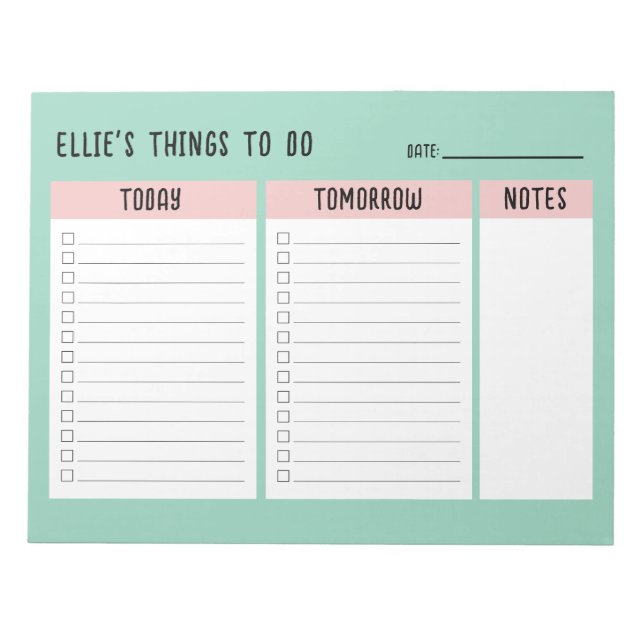 Custom Name Office To Do Gift Check List Notepad (Front)