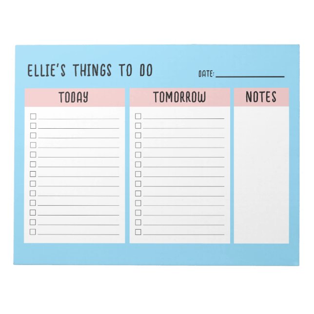 Custom Name Office To Do Gift Check List Notepad (Front)