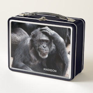 Custom Name Old Chimpanzee Metal Lunch Box