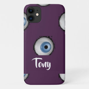 Custom name on big eyes on purple Case-Mate iPhone case