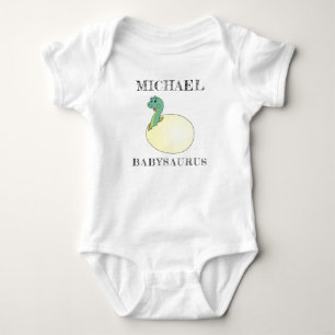 Custom Name on Cute Hatchling Dinosaur Baby Bodysuit