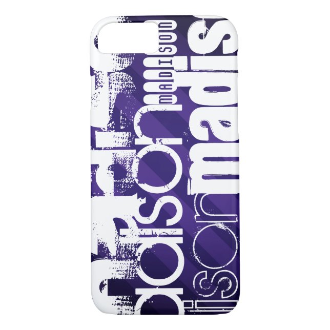 Custom Name on Deep Violet Purple Stripes Case-Mate iPhone Case (Back)