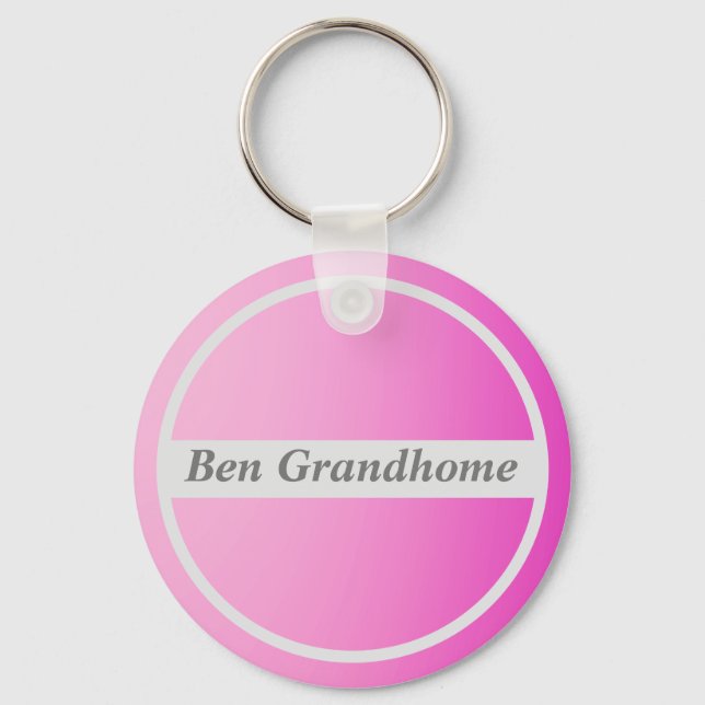 Custom Name On Pink Gradient  Key Ring (Front)