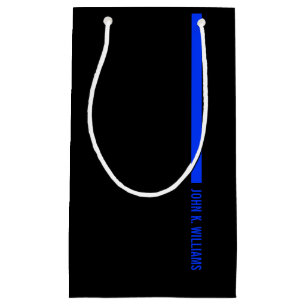 Custom Name on The Thin Blue Line Police Small Gift Bag