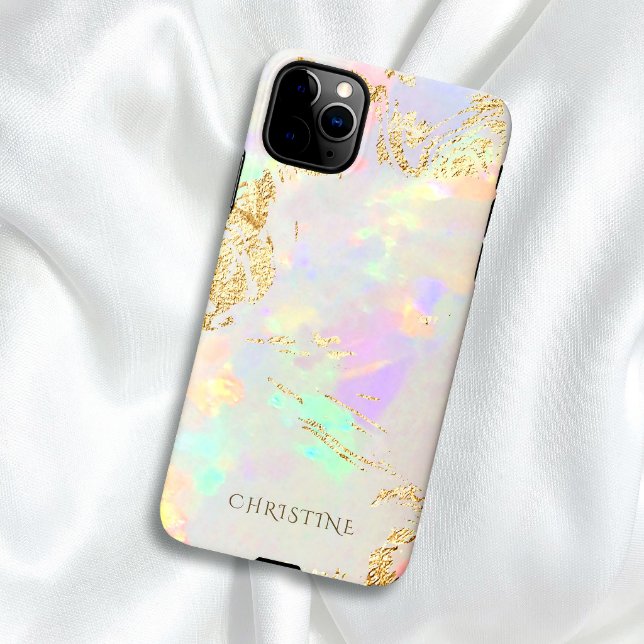 custom name opal stone design iPhone case