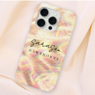 Custom Name Opal Stone Design Rose Gold iPhone 15 Pro Case
