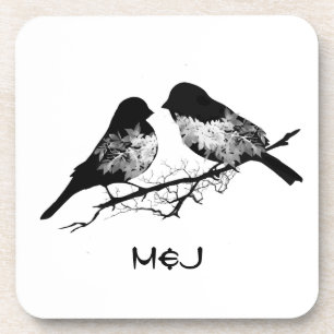 Custom Name or Monogram Love Birds Coaster