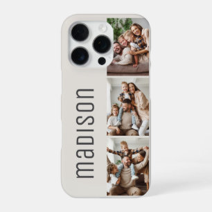 Custom Name or Text 3 Photo Collage iPhone 16 Pro Case