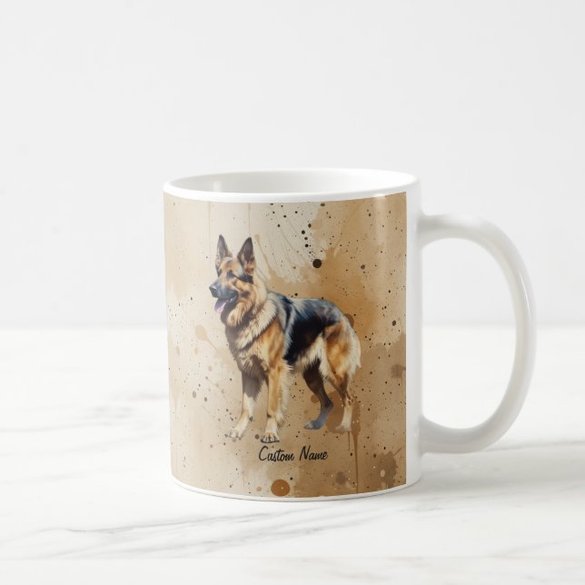 Custom Name or Text German Shepherd dog pet Coffee Mug (Right)