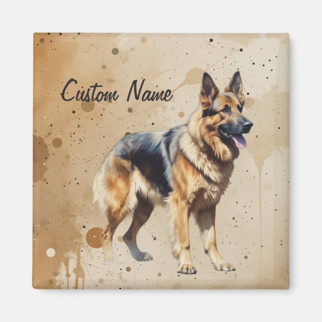 Custom Name or Text German Shepherd dog pet Magnet (Front)