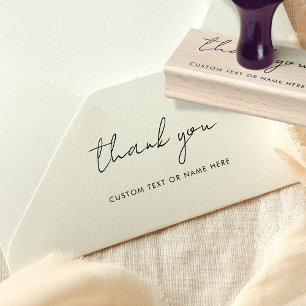 Custom Name or Text   Minimalist Thank You Rubber Stamp