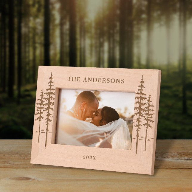Custom Name Or Text Rustic Trees Forest  Etched Frames (Creator Uploaded)