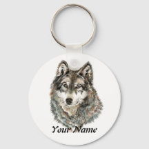 Custom Name or Text Wolf watercolor Animal