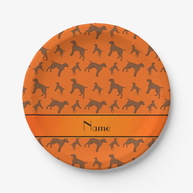 Custom name orange German shorthaired pointer dogs Paper Plate (Front)
