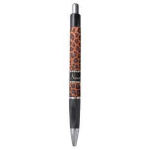Custom name orange glitter leopard print
