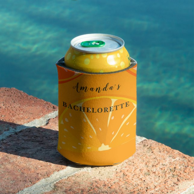 Custom Name Orange Slice Bachelorette Can Cooler (In Situ Pool)
